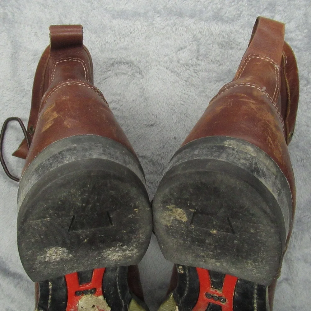 Double H Boots Mens 8.5D Brown Leather Work Kiltie Safety Steel Toe RARE VTG